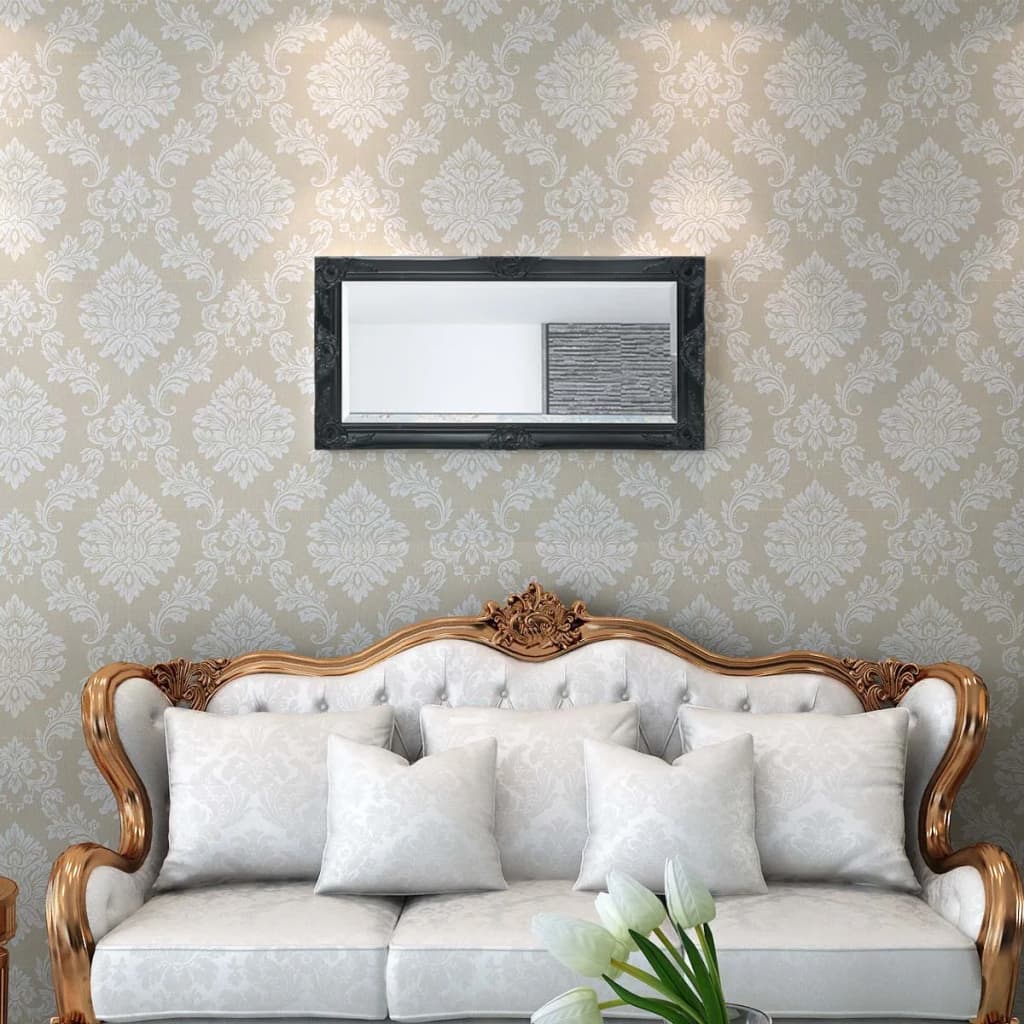 Miroir mural style baroque 100x50 cm noir