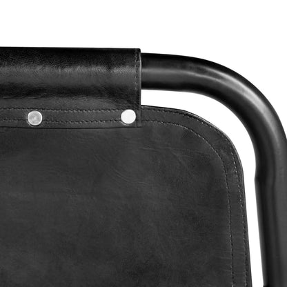 Chaises à manger lot de 2 noir cuir véritable