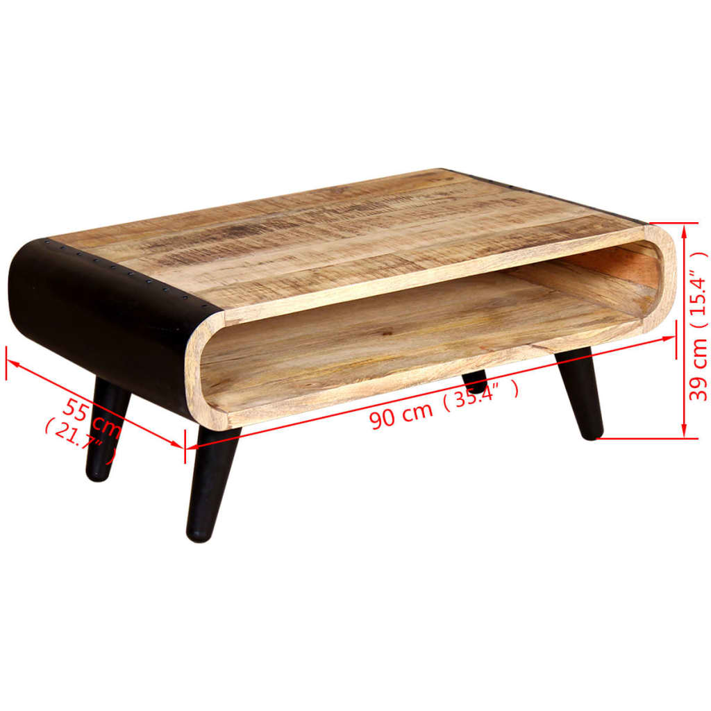 Table basse Bois de manguier brut 90x55x39 cm