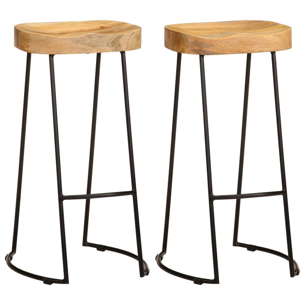 Tabourets de bar lot de 2 bois de manguier massif