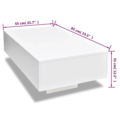 Table basse blanc brillant