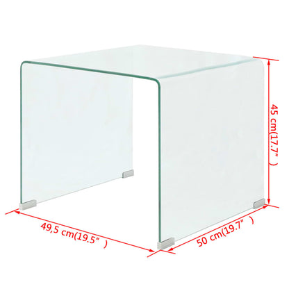 Table basse 49,5 x 50 x 45 cm Verre trempé Transparent