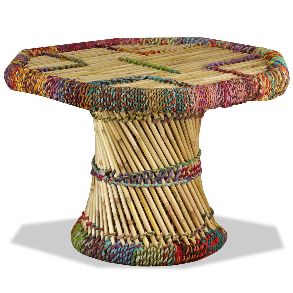 Table basse Bambou avec Détails Chindi Multicolore