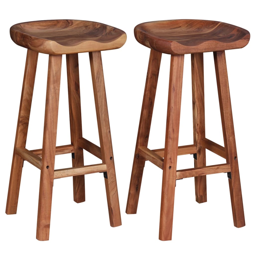 Tabourets de bar lot de 2 bois d'acacia massif