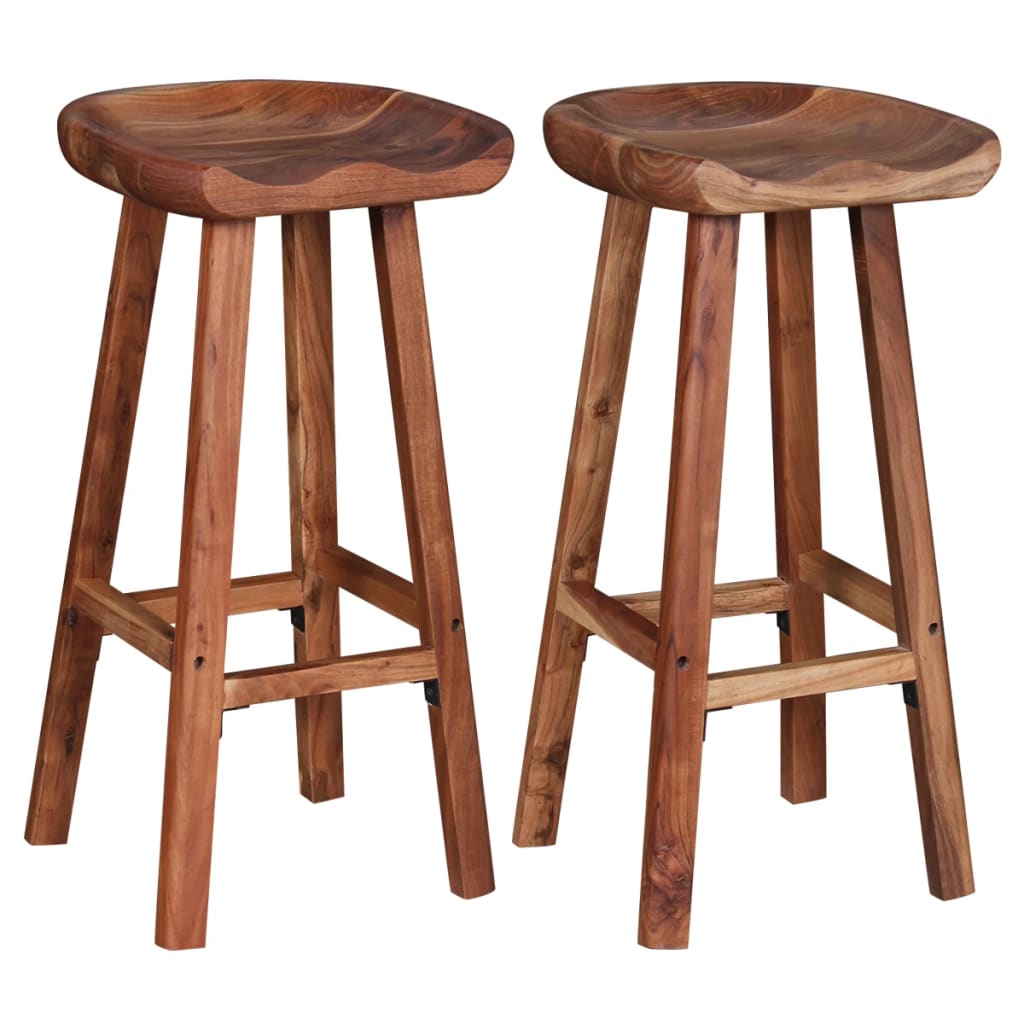 Tabourets de bar lot de 2 bois d'acacia massif