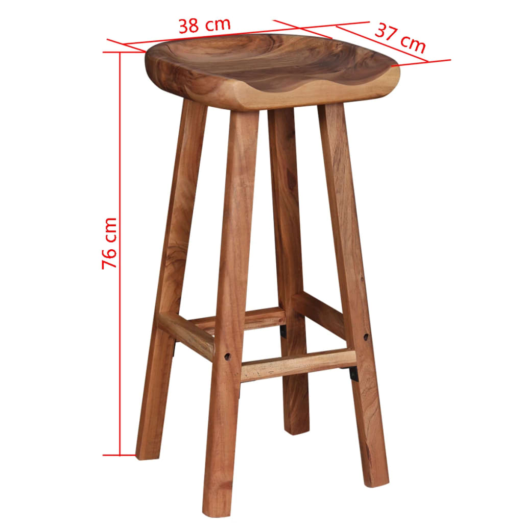 Tabourets de bar lot de 2 bois d'acacia massif