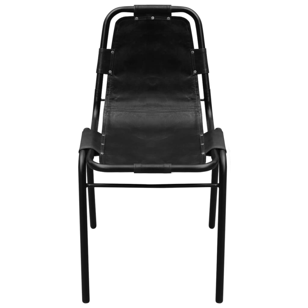 Chaises à manger lot de 6 noir cuir véritable