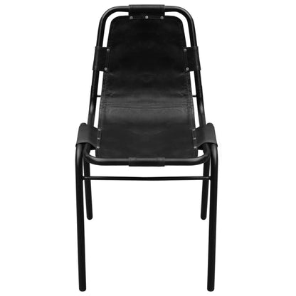 Chaises à manger lot de 6 noir cuir véritable