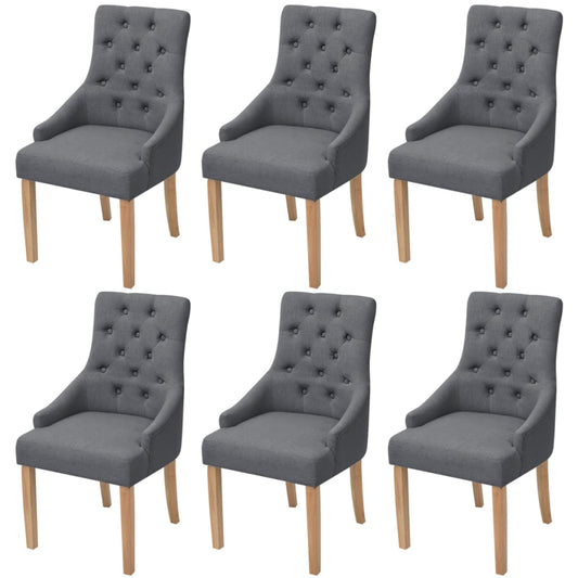 Chaises à manger lot de 6 gris foncé tissu