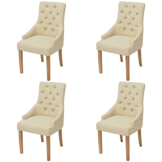 Chaises à manger lot de 4 crème tissu