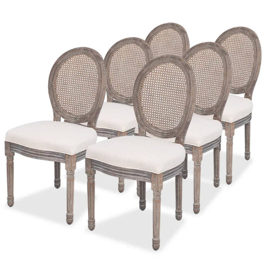 Chaises à manger lot de 6 crème tissu