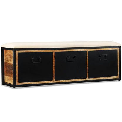 Banc de rangement avec 3 tiroirs Bois de manguier 120x30x40 cm