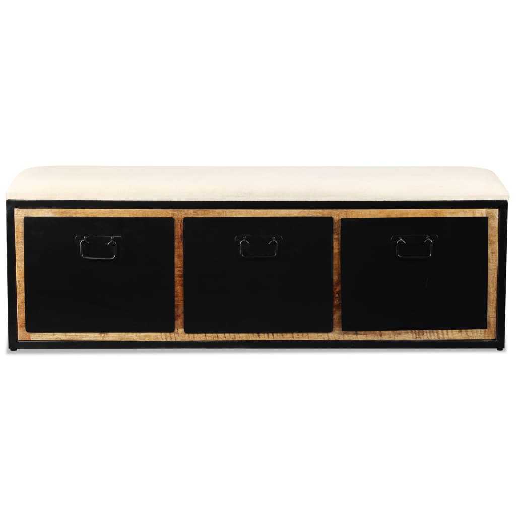 Banc de rangement avec 3 tiroirs Bois de manguier 120x30x40 cm