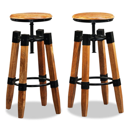 Tabourets de bar lot de 2 bois de manguier massif