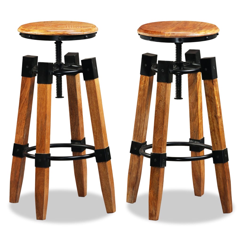 Tabourets de bar lot de 2 bois de manguier massif