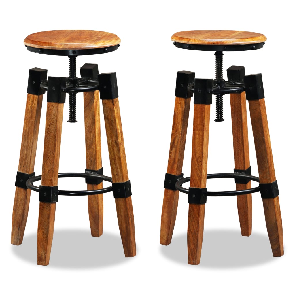 Tabourets de bar lot de 2 bois de manguier massif