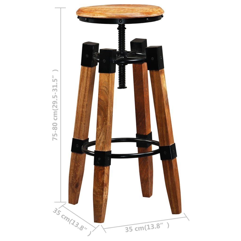 Tabourets de bar lot de 2 bois de manguier massif