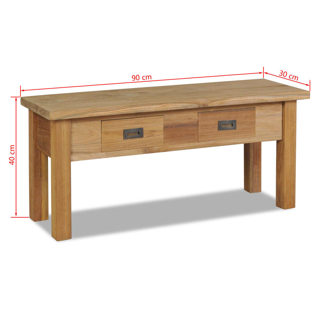 Banc d'entrée teck massif 90 x 30 x 40 cm