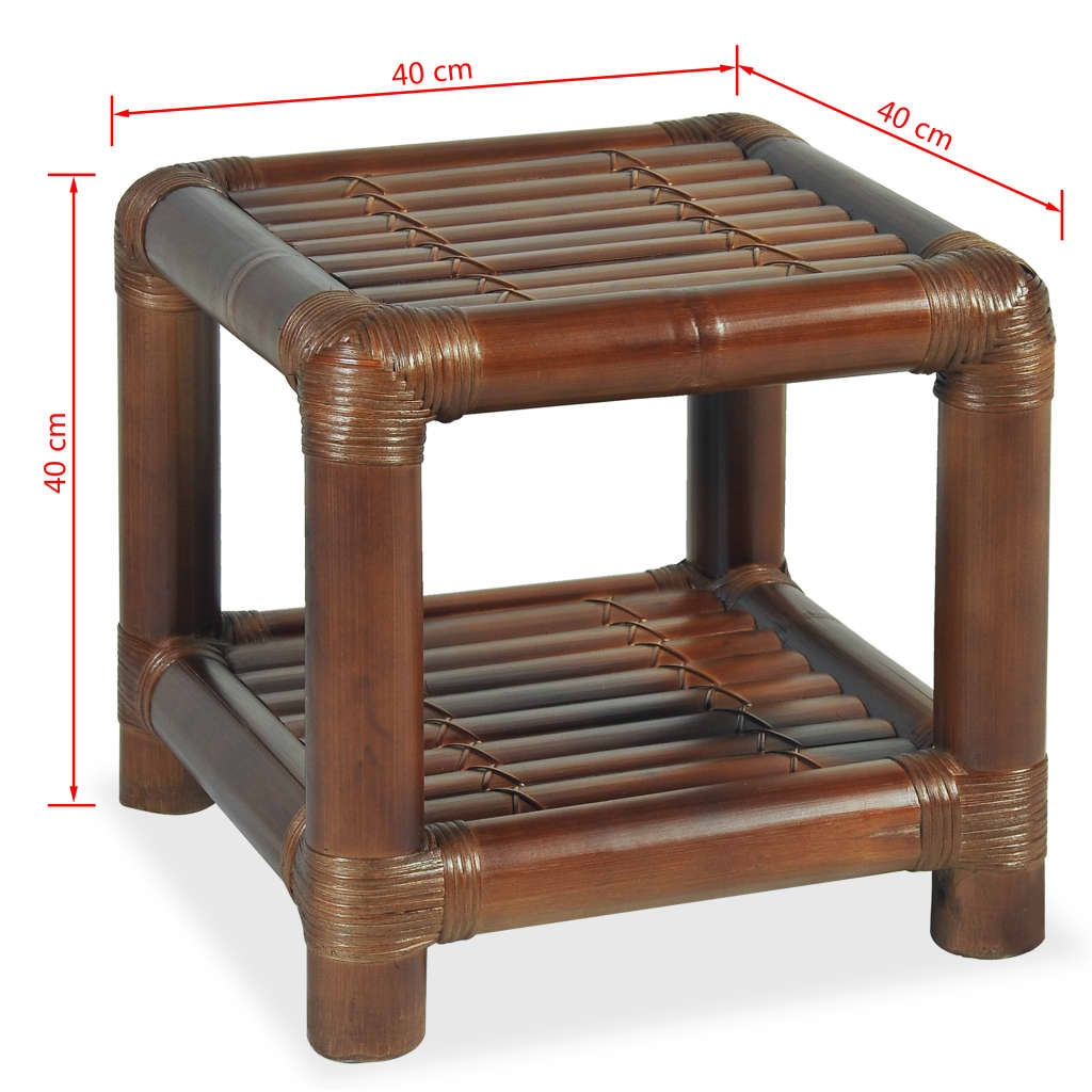 Table de chevet 40 x 40 x 40 cm Bambou Marron foncé