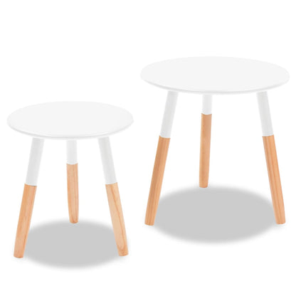 Ensemble de tables d'appoint 2 pcs Bois de pin massif Blanc