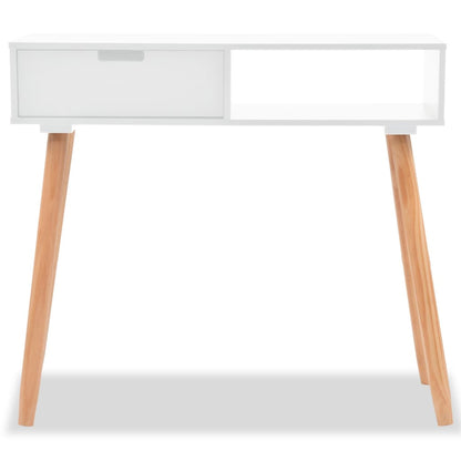 Table console Bois de pin massif 80 x 30 x 72 cm Blanc