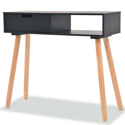 Table console Bois de pin massif 80 x 30 x 72 cm Noir