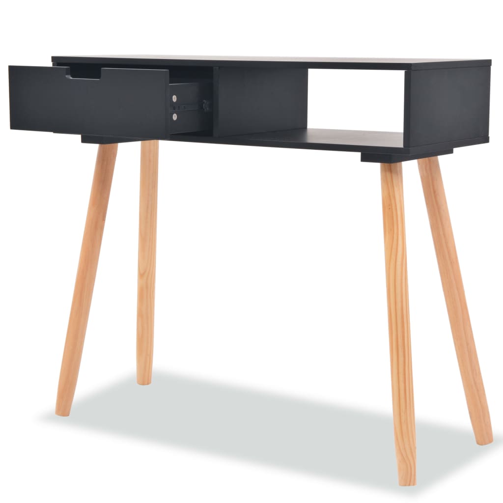 Table console Bois de pin massif 80 x 30 x 72 cm Noir