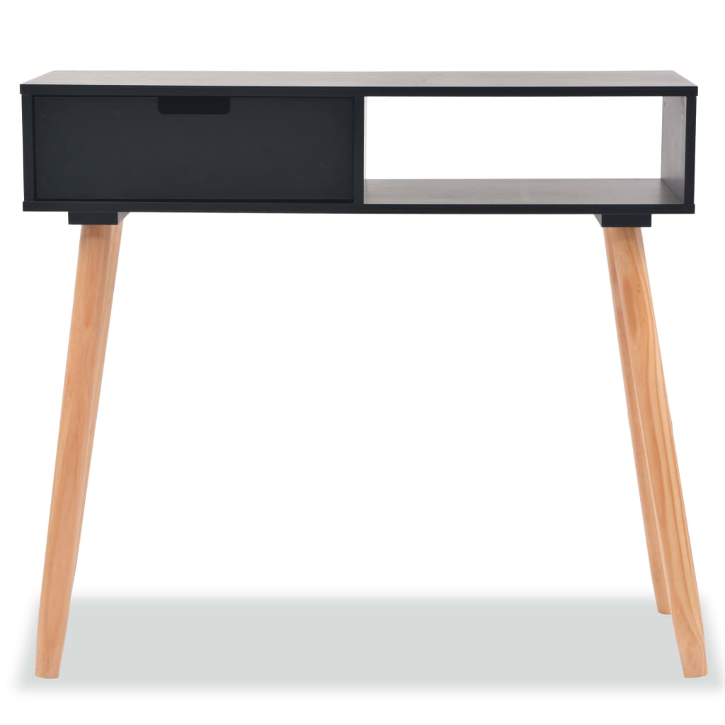 Table console Bois de pin massif 80 x 30 x 72 cm Noir