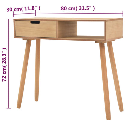 Table console Bois de pin massif 80 x 30 x 72 cm Marron