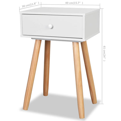 Table de chevet 2 pcs Bois de pin massif 40 x 30 x 61 cm Blanc