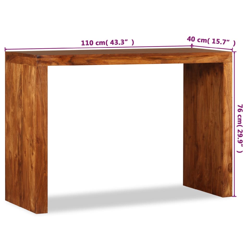 Table console Bois massif avec finition miel 110x40x76 cm