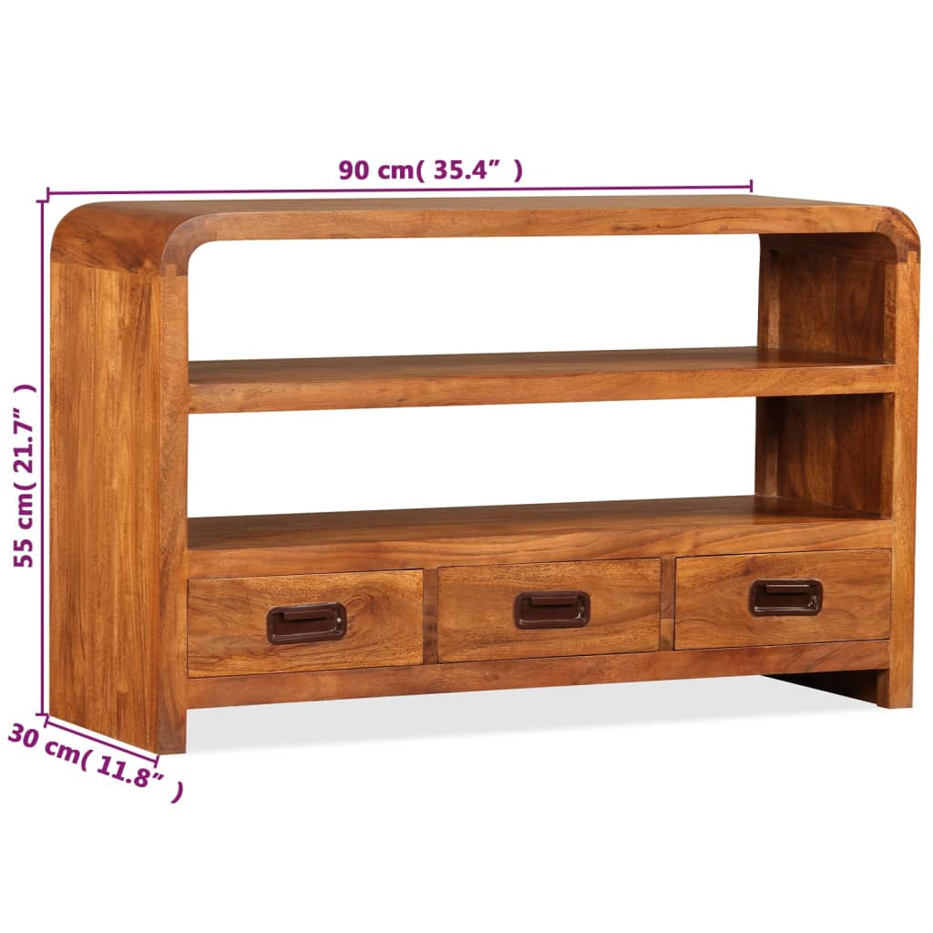 Meuble TV Bois d'acacia solide 90 x 30 x 55 cm