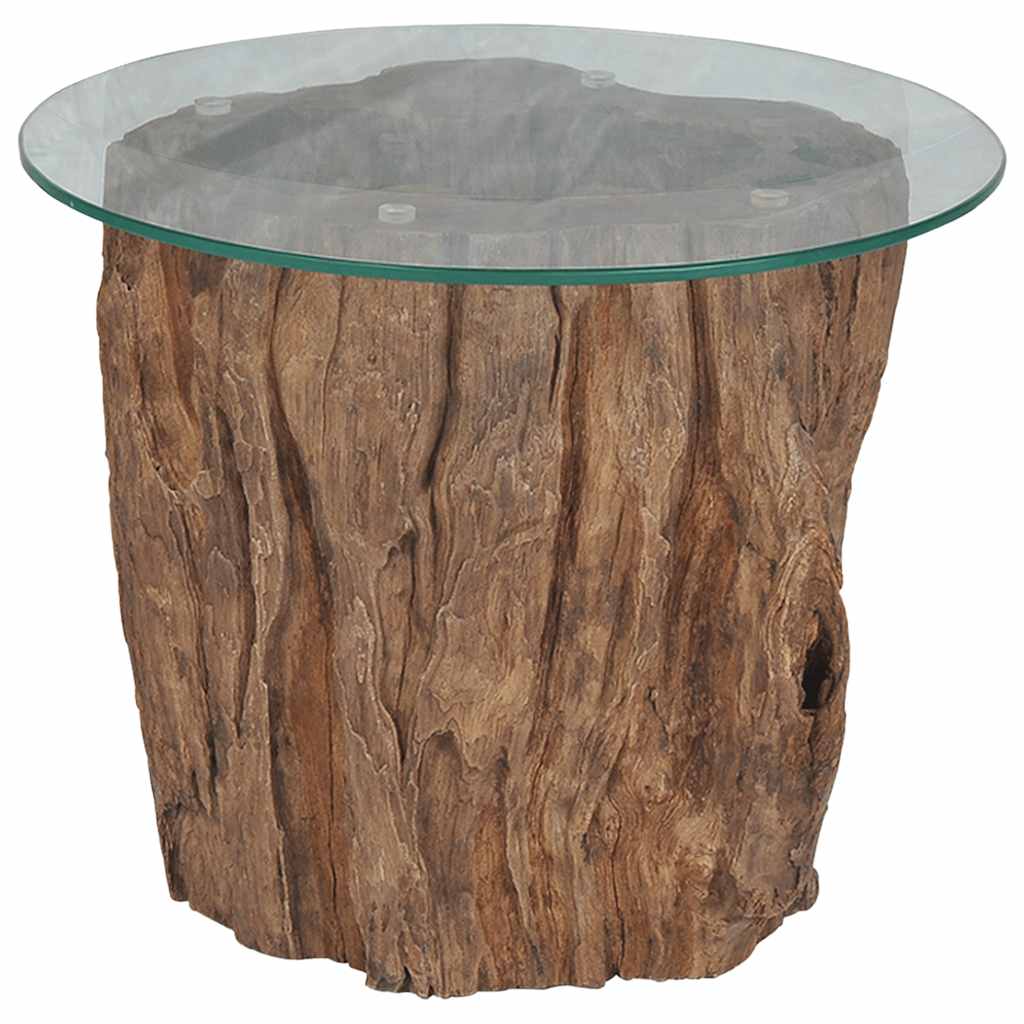 Table basse Teck Verre 50x40 cm