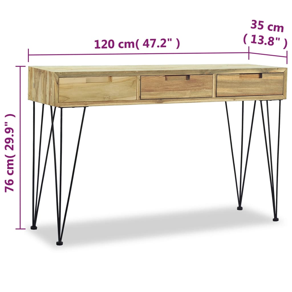 Table console 120x35x76 cm Teck massif