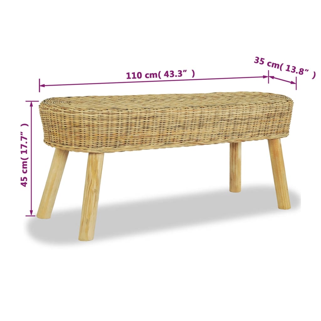 Banc d'entrée 110 x 35 x 45 cm Rotin naturel