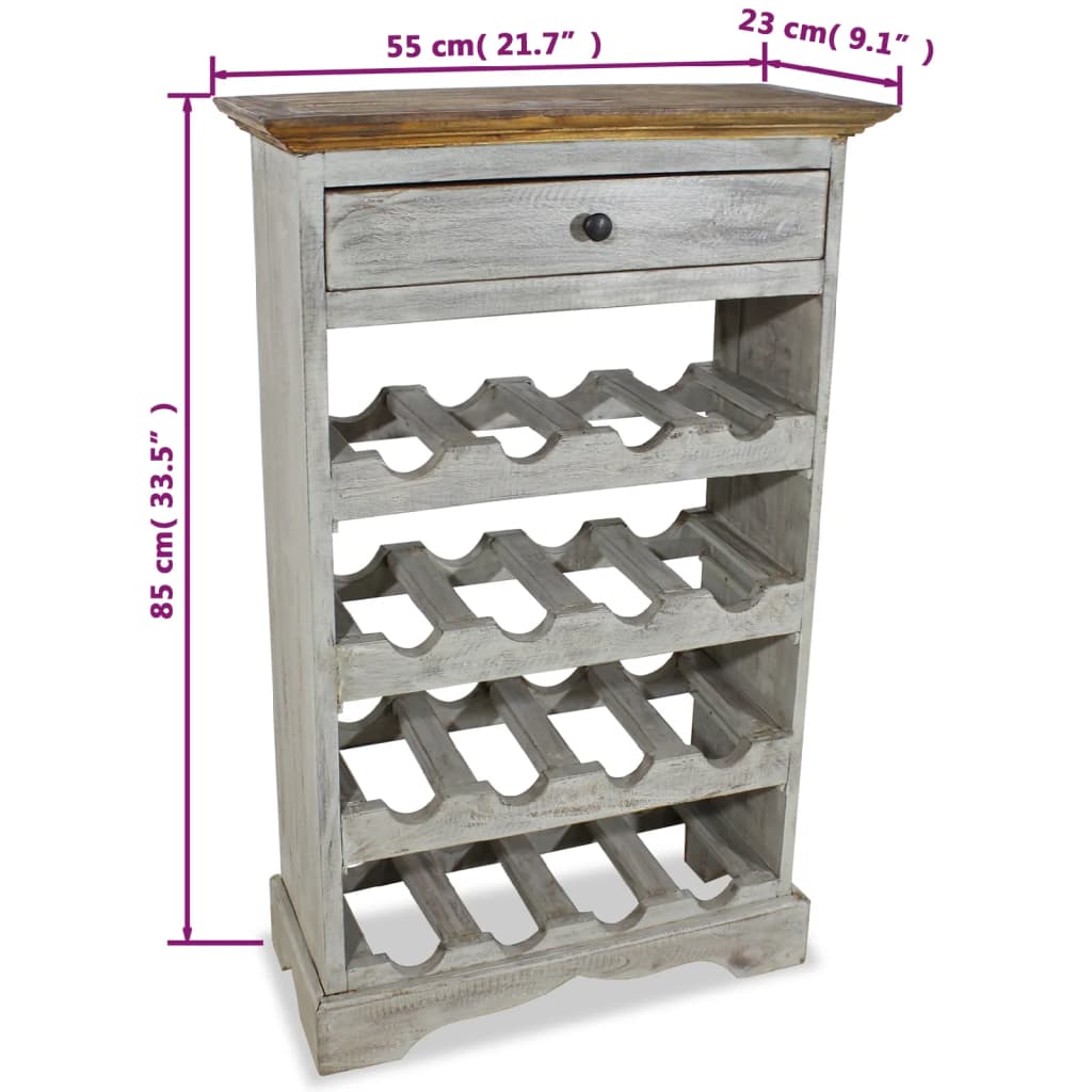 Casier à bouteilles bois d'acajou massif 55x23x85 cm