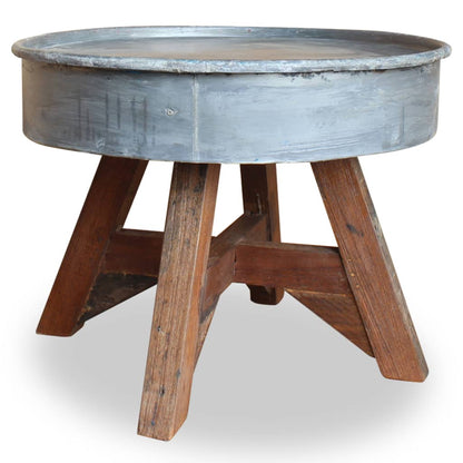 Table basse bois de récupération mélangé 60x45 cm argenté