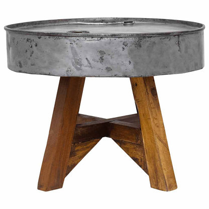 Table basse bois de récupération mélangé 60x45 cm argenté