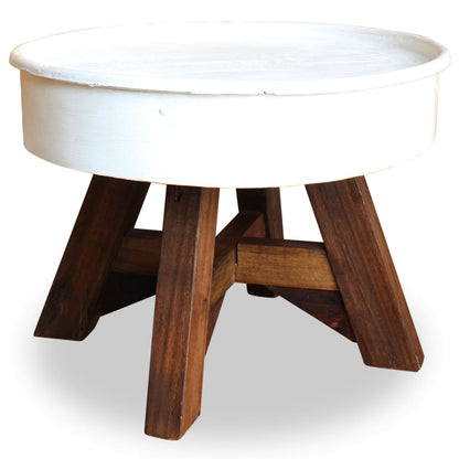 Table basse Bois de récupération massif 60x45 cm Blanc