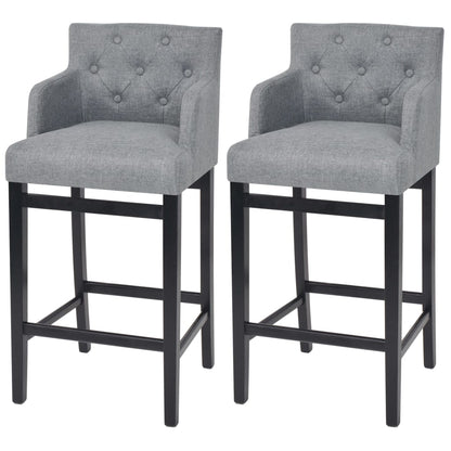 Tabourets de bar lot de 2 gris clair tissu