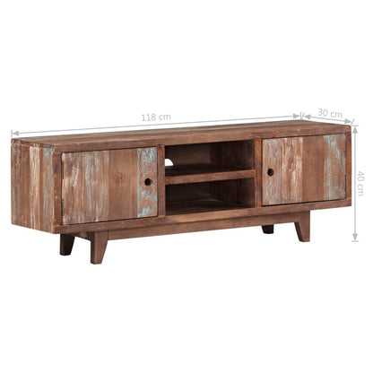 Meuble TV Bois d'acacia massif Vintage 118 x 30 x 40 cm