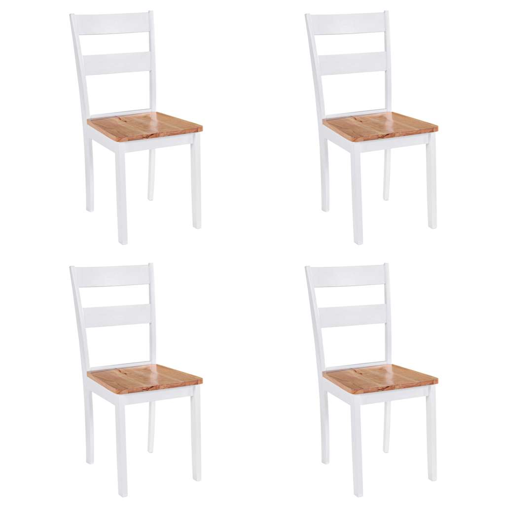 Chaises à manger lot de 4 blanc bois d'hévéa massif