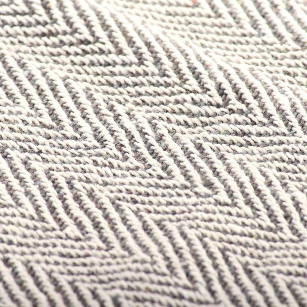 Couverture coton à chevrons 160x210 cm Gris