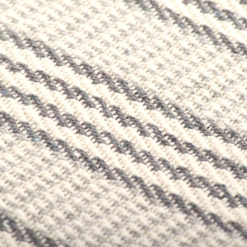 Couverture coton à rayures 125x150 cm Gris et Blanc