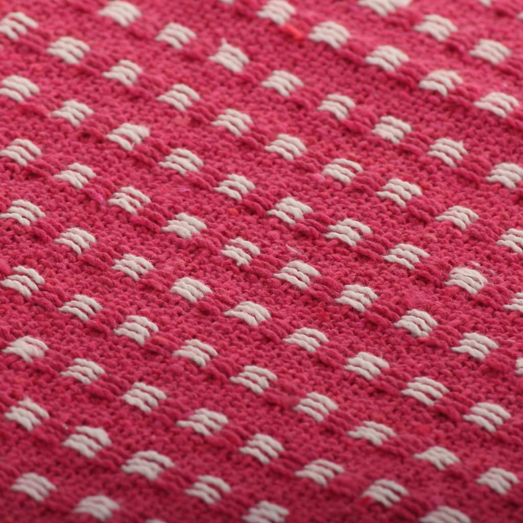 Couverture coton à carrés 125x150 cm Rose