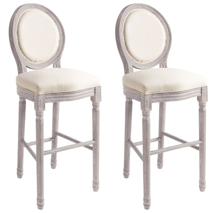 Tabourets de bar lot de 2 blanc lin