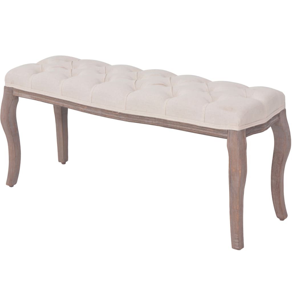 Banc Lin Bois massif 110 x 38 x 48 cm Blanc crème