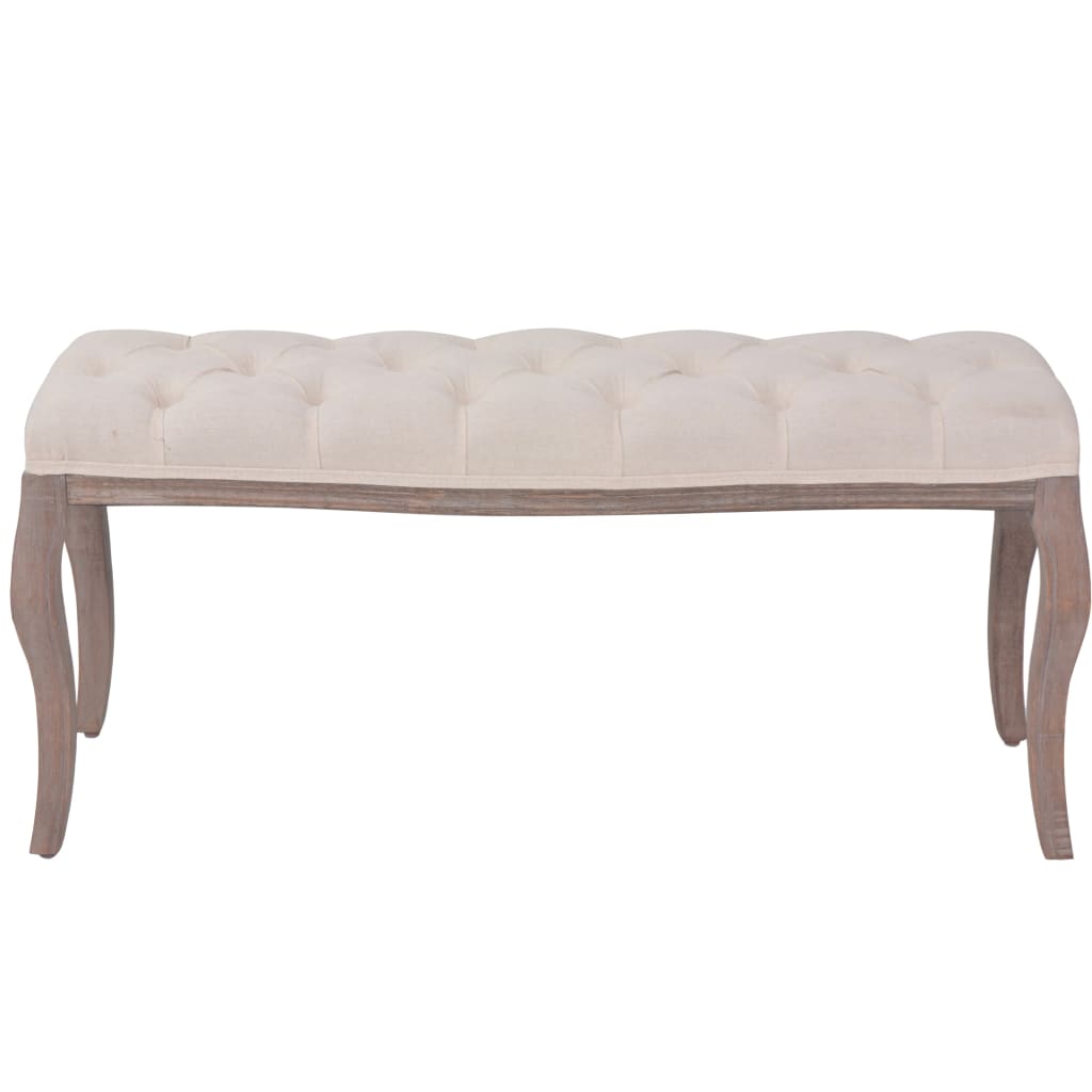 Banc Lin Bois massif 110 x 38 x 48 cm Blanc crème