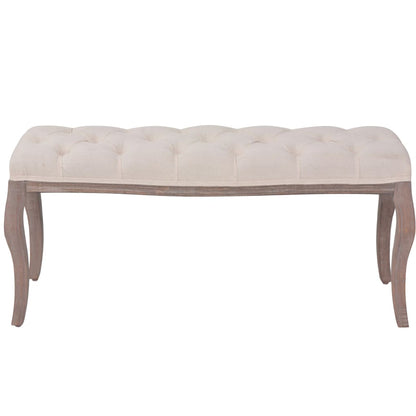 Banc Lin Bois massif 110 x 38 x 48 cm Blanc crème