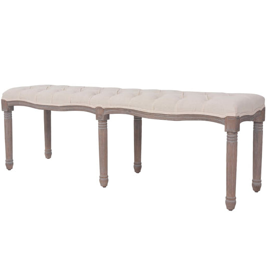 Banc Lin Bois massif 150 x 40 x 48 cm Blanc crème